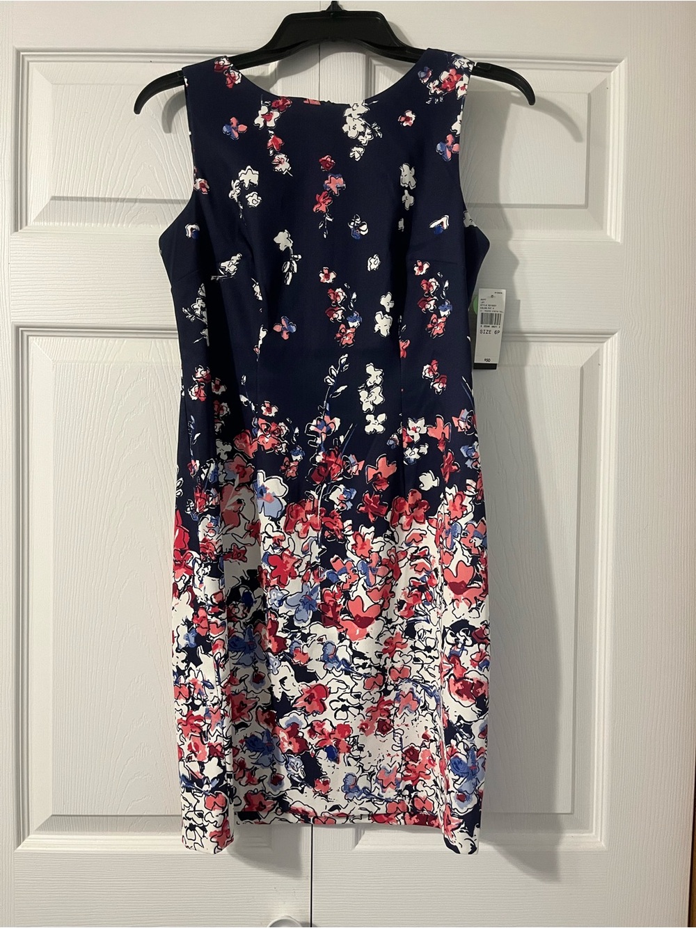 Women’s ALYX Petite Navy Floral Sheath Dress - Sleeveless